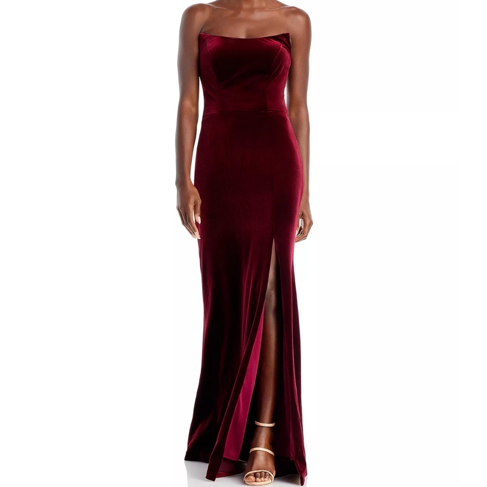 Aqua Strapless Velvet Gown